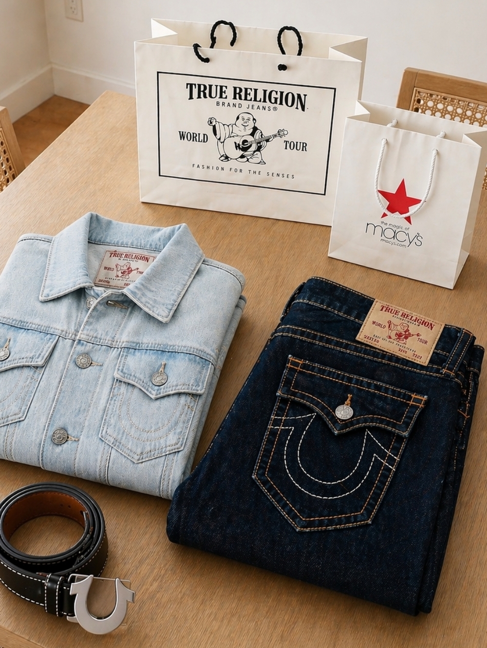 🔥 True Religion Ricky Big T Flap Jeans 36x30 Dark Wash Straight - Picture 7 of 13